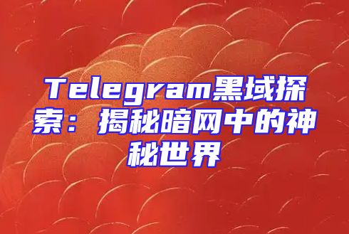 Telegram黑域探索：揭秘暗网中的神秘世界