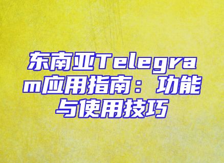 东南亚Telegram应用指南：功能与使用技巧
