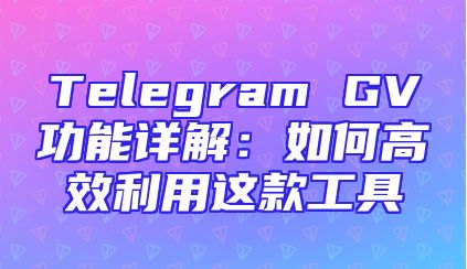 Telegram GV功能详解：如何高效利用这款工具