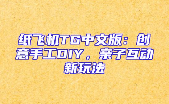 纸飞机TG中文版：创意手工DIY，亲子互动新玩法