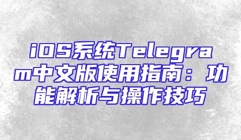 iOS系统Telegram中文版使用指南：功能解析与操作技巧