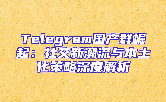 Telegram国产群崛起：社交新潮流与本土化策略深度解析