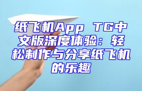 纸飞机App TG中文版深度体验：轻松制作与分享纸飞机的乐趣