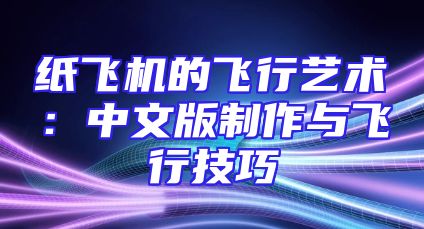 纸飞机的飞行艺术：中文版制作与飞行技巧