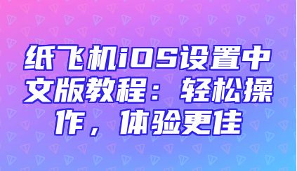 纸飞机iOS设置中文版教程：轻松操作，体验更佳
