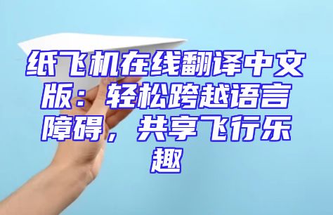 纸飞机在线翻译中文版：轻松跨越语言障碍，共享飞行乐趣