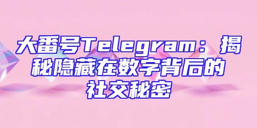 大番号Telegram：揭秘隐藏在数字背后的社交秘密