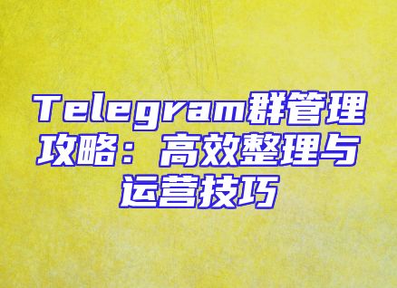 Telegram群管理攻略：高效整理与运营技巧