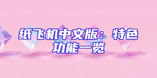 纸飞机中文版：特色功能一览