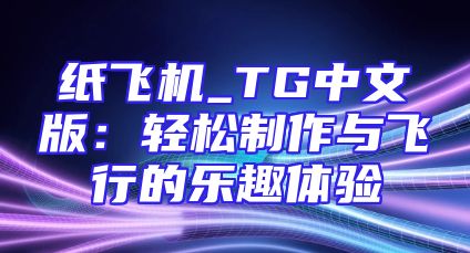 纸飞机_TG中文版：轻松制作与飞行的乐趣体验