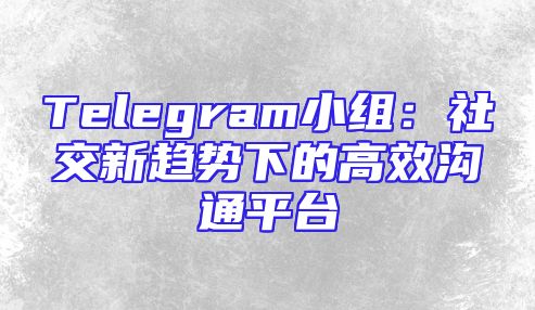 Telegram小组：社交新趋势下的高效沟通平台