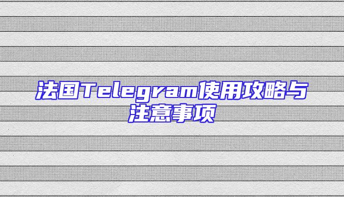 法国Telegram使用攻略与注意事项