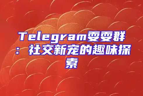 Telegram耍耍群：社交新宠的趣味探索