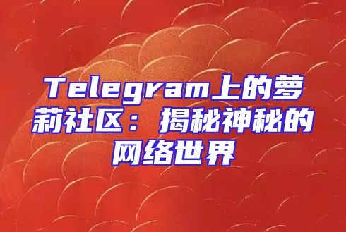 Telegram上的萝莉社区：揭秘神秘的网络世界