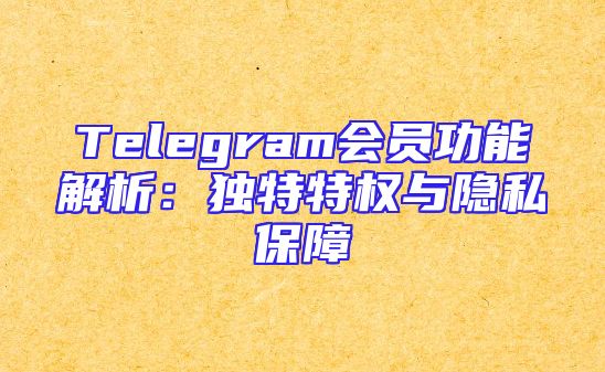 Telegram会员功能解析：独特特权与隐私保障