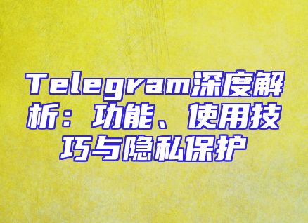 Telegram深度解析：功能、使用技巧与隐私保护