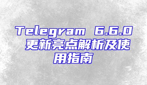 Telegram 6.6.0 更新亮点解析及使用指南
