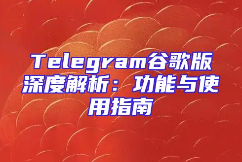 Telegram谷歌版深度解析：功能与使用指南