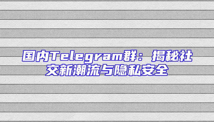 国内Telegram群：揭秘社交新潮流与隐私安全