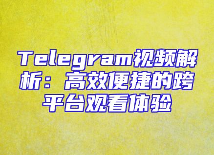 Telegram视频解析：高效便捷的跨平台观看体验