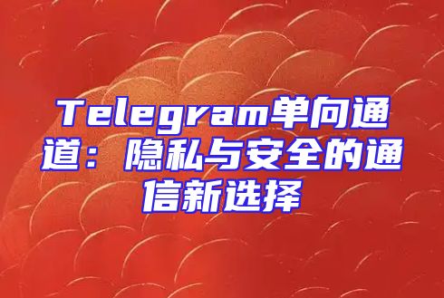 Telegram单向通道：隐私与安全的通信新选择
