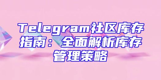Telegram社区库存指南：全面解析库存管理策略
