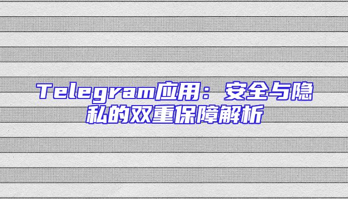 Telegram应用：安全与隐私的双重保障解析