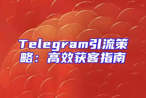 Telegram引流策略：高效获客指南