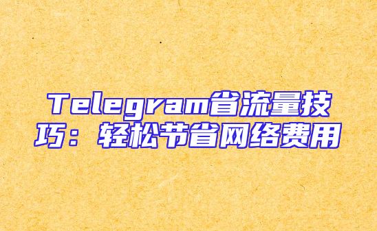 Telegram省流量技巧：轻松节省网络费用