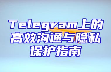 Telegram上的高效沟通与隐私保护指南