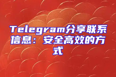 Telegram分享联系信息：安全高效的方式