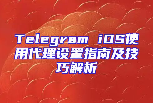 Telegram iOS使用代理设置指南及技巧解析