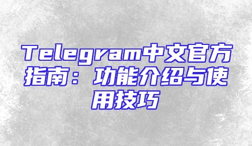 Telegram中文官方指南：功能介绍与使用技巧