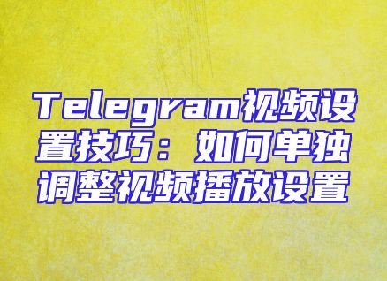 Telegram视频设置技巧：如何单独调整视频播放设置