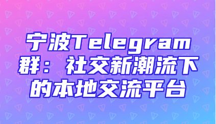 宁波Telegram群：社交新潮流下的本地交流平台