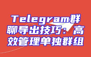 Telegram群聊导出技巧：高效管理单独群组