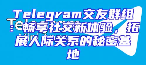 Telegram交友群组：畅享社交新体验，拓展人际关系的秘密基地
