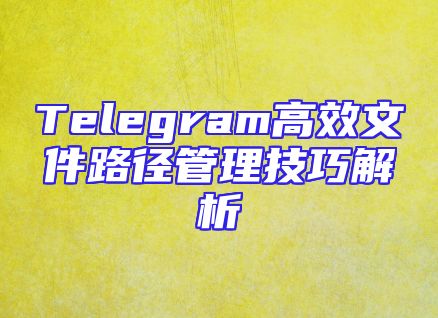 Telegram高效文件路径管理技巧解析