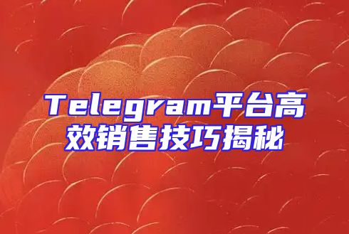 Telegram平台高效销售技巧揭秘