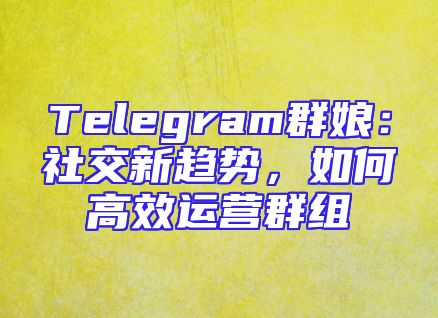 Telegram群娘：社交新趋势，如何高效运营群组