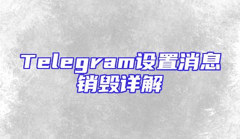 Telegram设置消息销毁详解