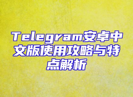 Telegram安卓中文版使用攻略与特点解析