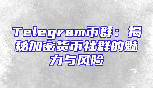 Telegram币群：揭秘加密货币社群的魅力与风险