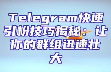 Telegram快速引粉技巧揭秘：让你的群组迅速壮大