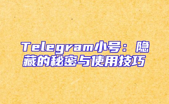 Telegram小号：隐藏的秘密与使用技巧