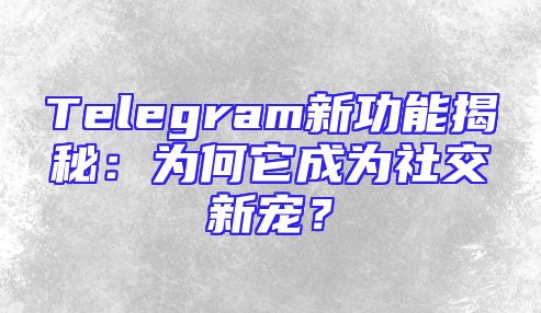 Telegram新功能揭秘：为何它成为社交新宠？