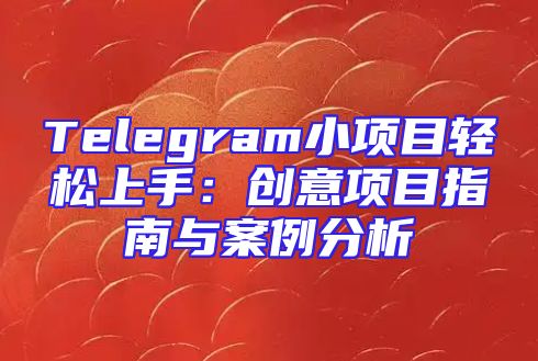Telegram小项目轻松上手：创意项目指南与案例分析