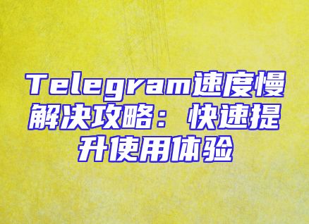 Telegram速度慢解决攻略：快速提升使用体验
