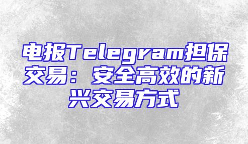 电报Telegram担保交易：安全高效的新兴交易方式