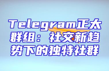 Telegram正太群组：社交新趋势下的独特社群